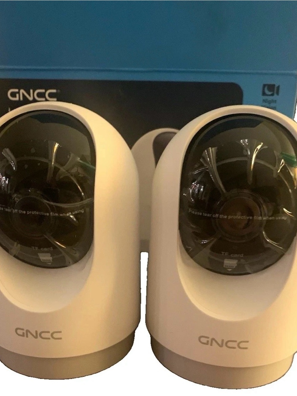 GNCC GP5 2K HDR Indoor Security Cameras 2-Pack WiFi Motion Tracking White